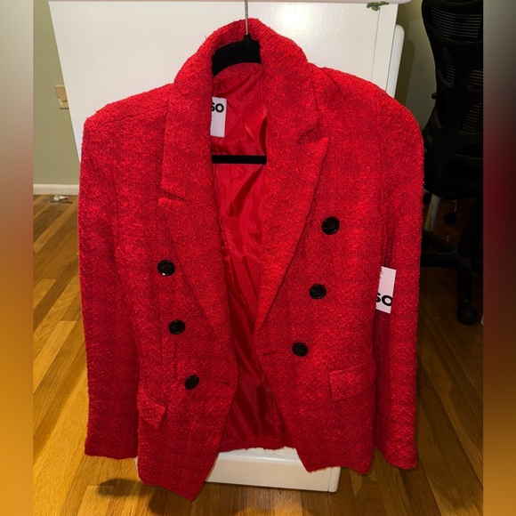SO Jackets & Blazers - Red Tweed Double-Breasted Women's Blazer